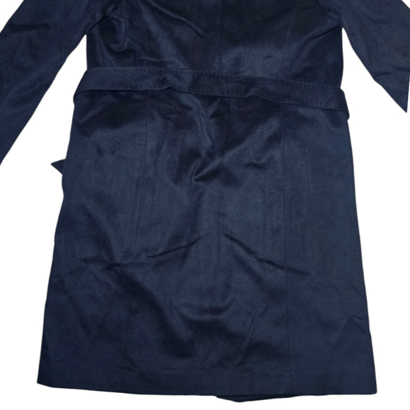 Women's Ellen Tracy Wool Coat, Size 14, Navy Faux Fur, Long, Belt - Picture 8 of 10